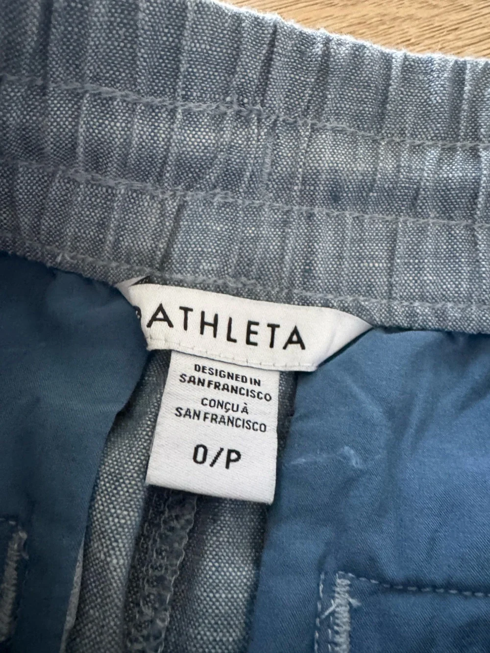 Athleta Retreat 100% Linen Wide Leg Pants Chambray Blue Size 0